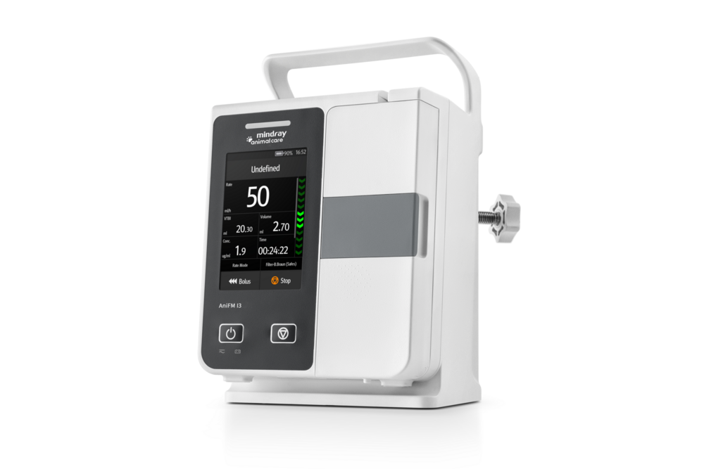 De Mindray AniFM I3 is een compacte volumetrische infuuspomp voor vloeistoftherapie, medicatie en bloedtransfusie. Met tien infusiemodi, luchtbeldetectie vanaf 15 microliter, een scherm met groot lettertype en optioneel Smart Accurate™-correctie.